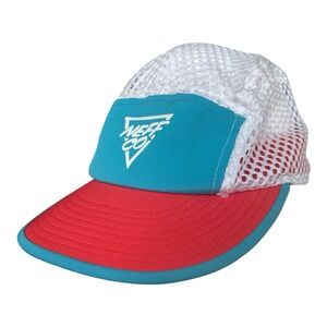 Neff 5 Panel Running Hat Mesh Running Trucker Cap Orange Light Blue Adjustable
